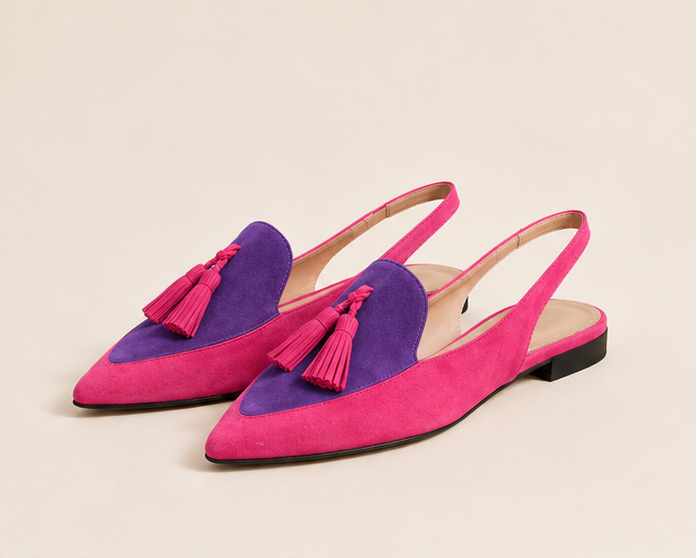 Tassel Slingback Flats - Pink Purple