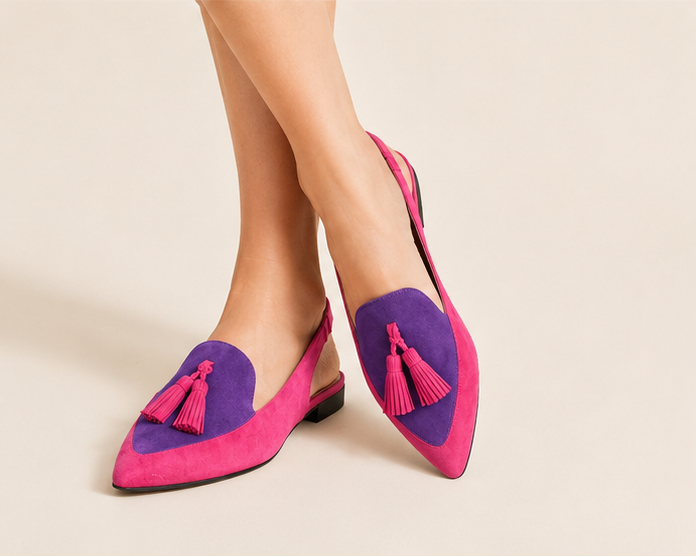 Tassel Slingback Flats - Pink Purple