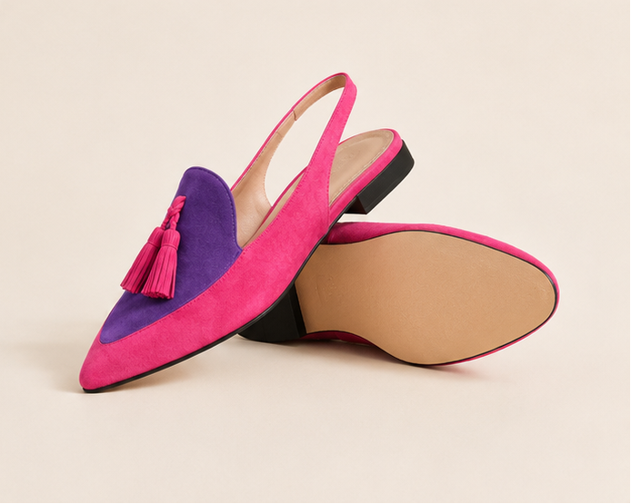 Tassel Slingback Flats - Pink Purple