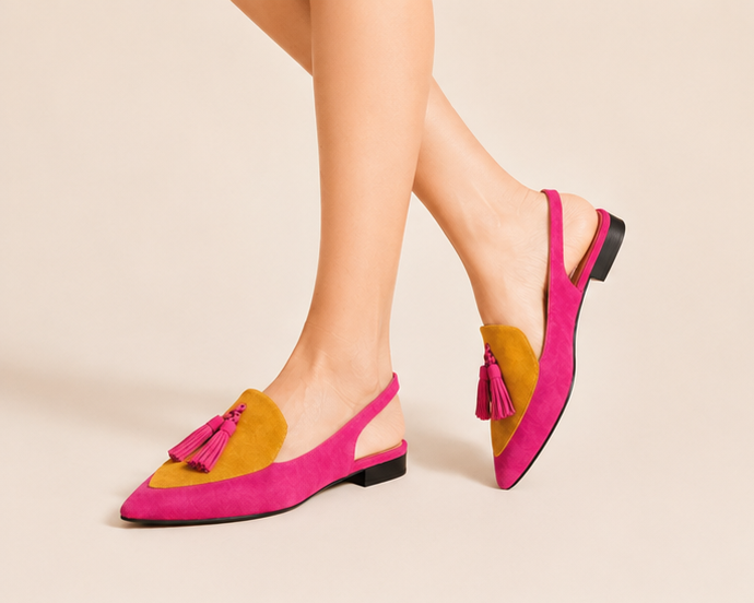 Tassel Slingback Flats - Pink Orange