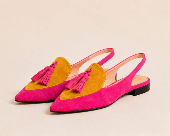 Tassel Slingback Flats - Pink Orange