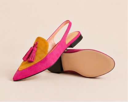 Tassel Slingback Flats - Pink Orange