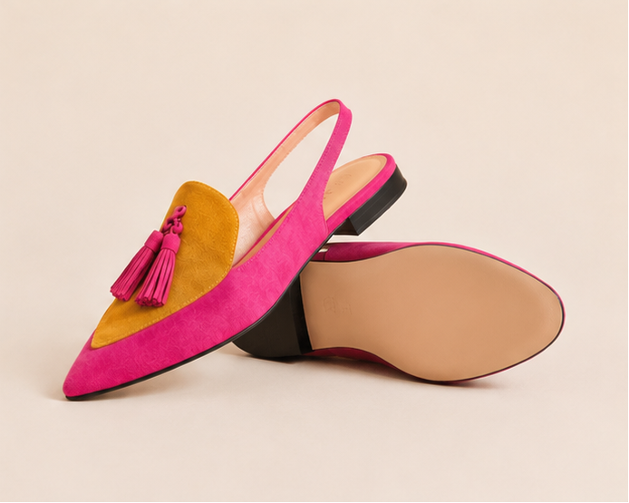 Tassel Slingback Flats - Pink Orange